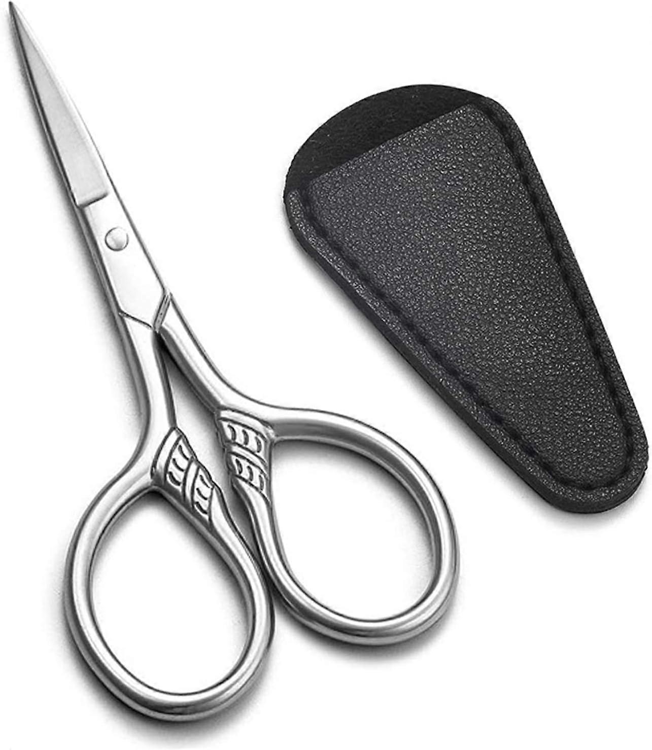 Small Embroidery Scissors, High Precision Craft Sewing Sharp Scissors for Art Work Threading Beard, Ear, Nose, Moustache Trimming with PU CaseBlack1pc