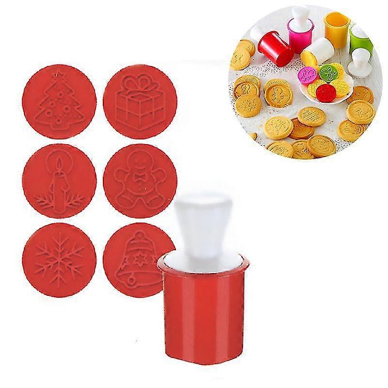 6pcs DIY Cookie Stamp Mold Embossing Mold Cookie 3D Cutter Cake Tool Kitchen red