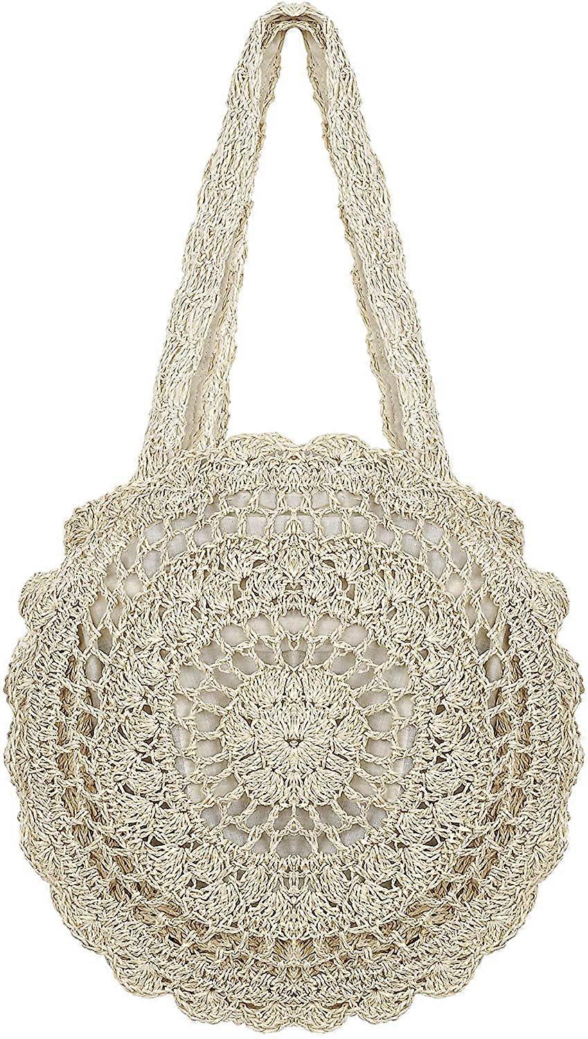 Okrągła słomkowa torba damska letnia torba plażowa szydełkowa Crossbody z torebką w stylu boho na wakacje, podróże, zakupy i codzienne użytkowanie