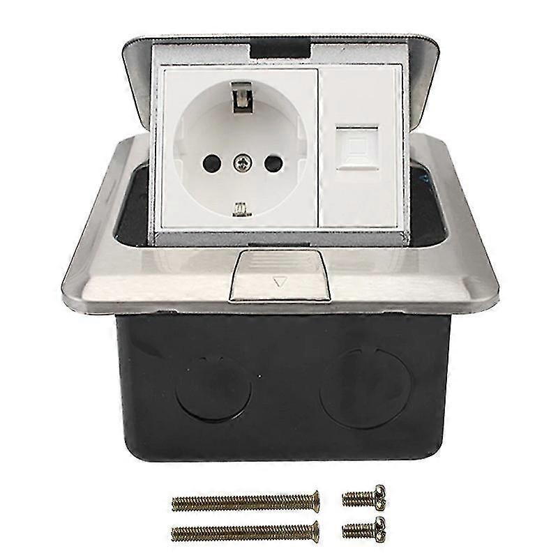Europe Standard Socket 2 Way Power Outlet Aluminum Alloy Box Pop-up Floor Socket Usb Rj45 Internet Outlet 250v 16a Universal