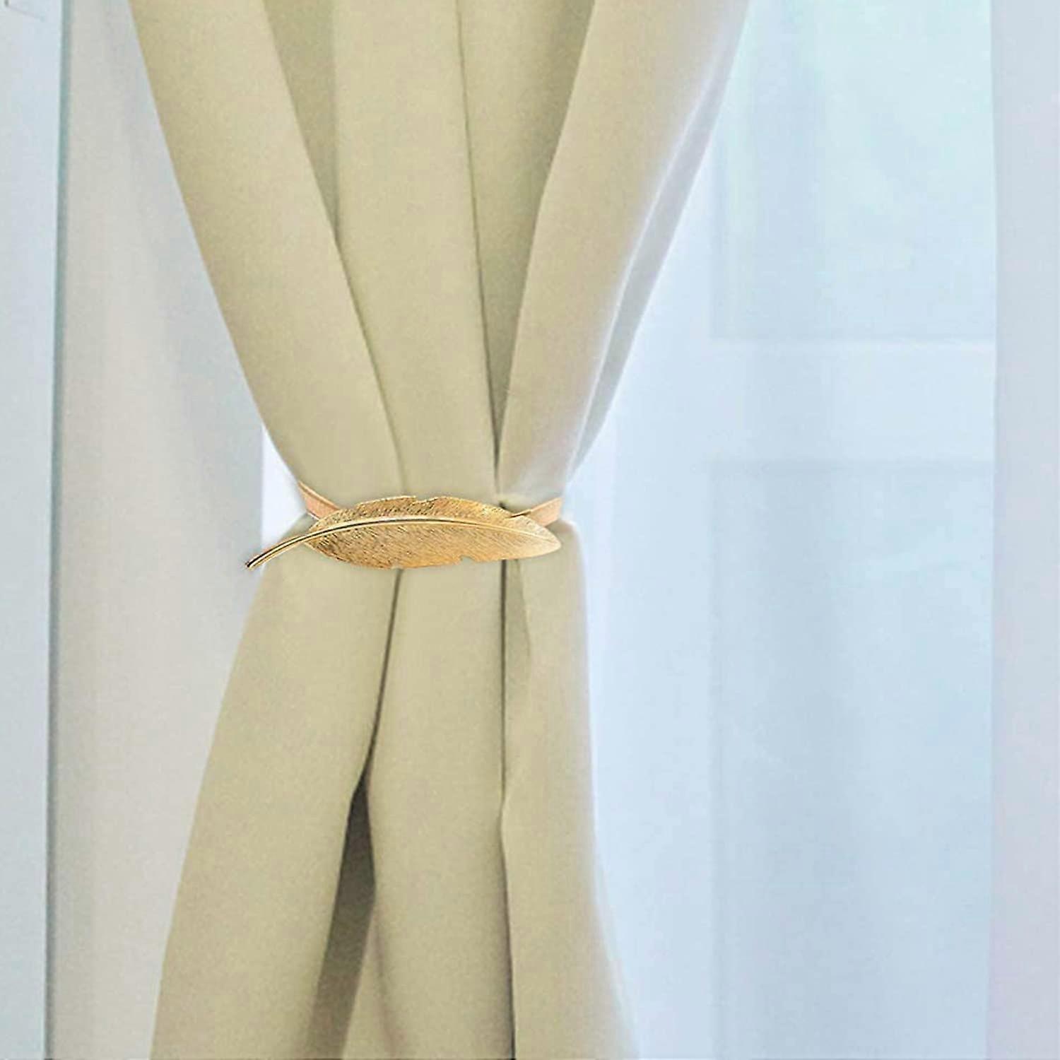 Two Piece Leaf Shape Curtain Tieback (Gold)