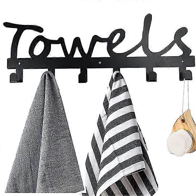 Towel Rack 6 Hooks Towel Holder For Bathroom,rustproof And Waterproof Robe Hooks Wall Mounted, Home Kitchen Storage Organizer Rack Door Hooks For Towe