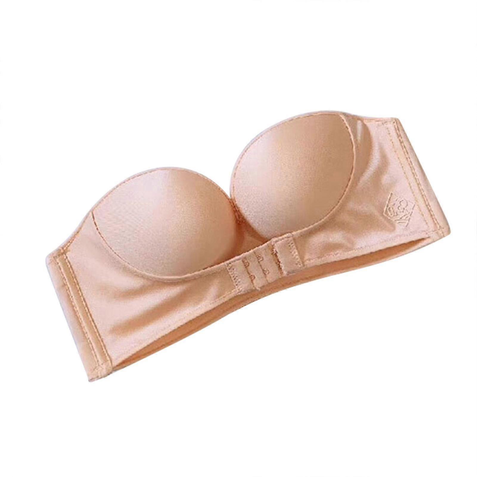 Strapless Front Buckle Lift Bra Seamless Backless Sticky Invisible Push Up Bra Anti-slip
