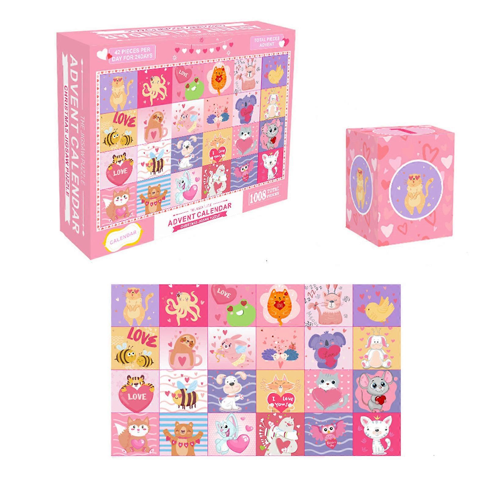 többszínű Valentin-napi naptár Puzzle Naptár Kirakós játék Valentin-napi naptár Férfi és női szerető ajándék puzzle