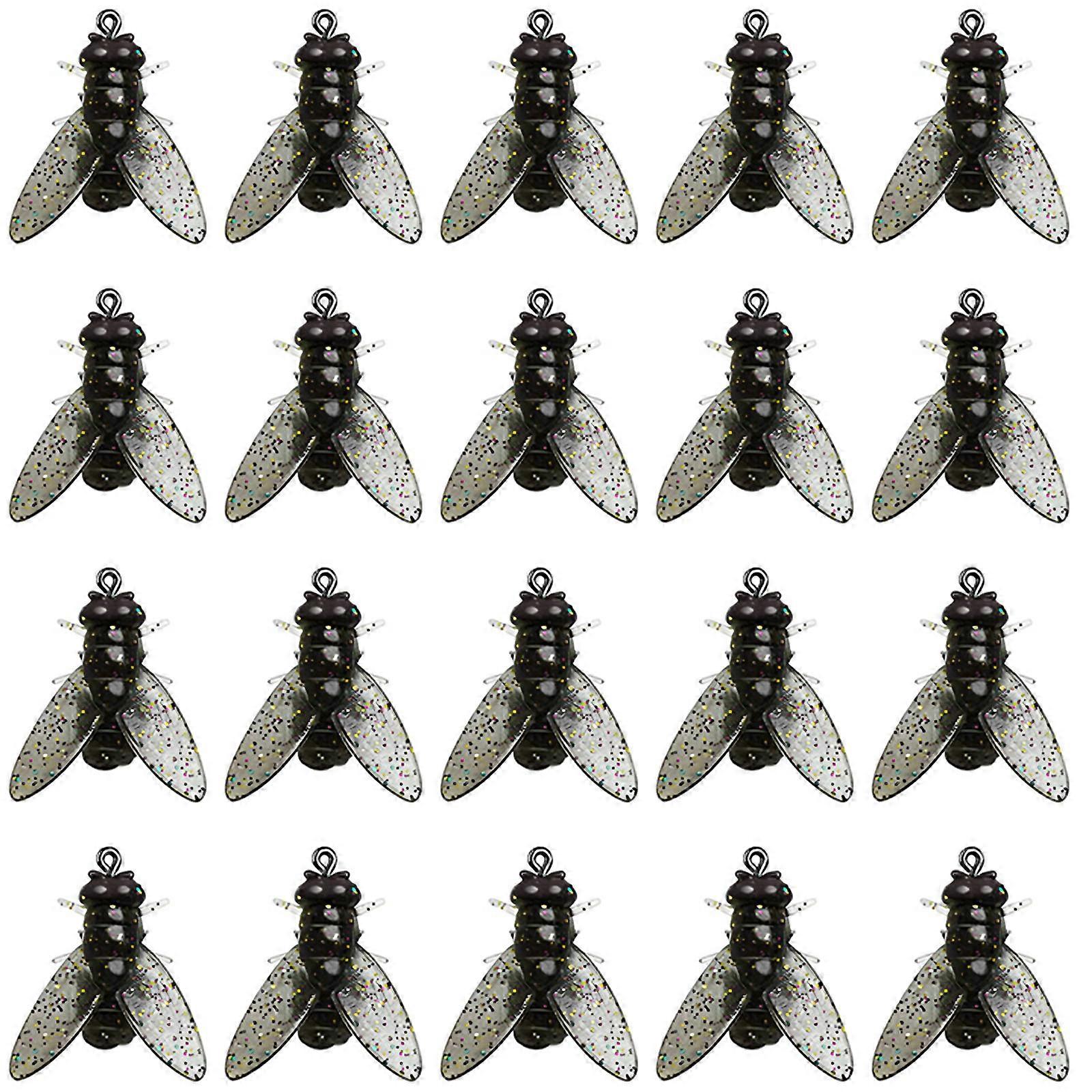 20stk Bionic fluefiske agn, farge liten flue krok fluefiske agn, 100% NY