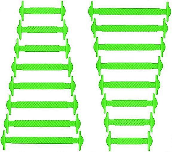 Knotless Shoelaces for Kids and Adults Green Elastic Sneaker Laces - Flat Silicone Shoelaces for Running Shoes