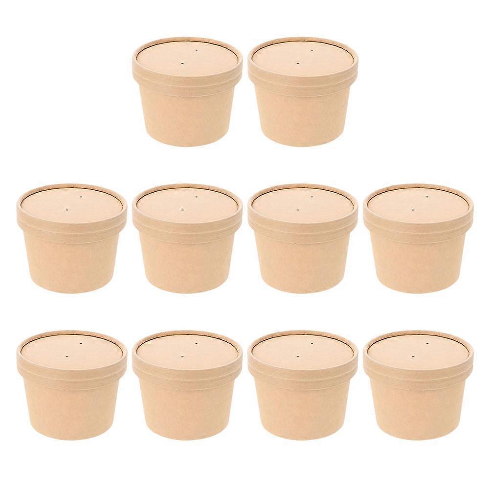 10 Sätze Eiscreme-Pappbecher Einweg-Dessert-Server-Pudding-Verpackungsbecher