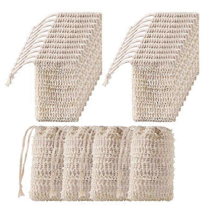 50 件淋浴浴剑麻肥皂袋去角质肥皂保护袋支架