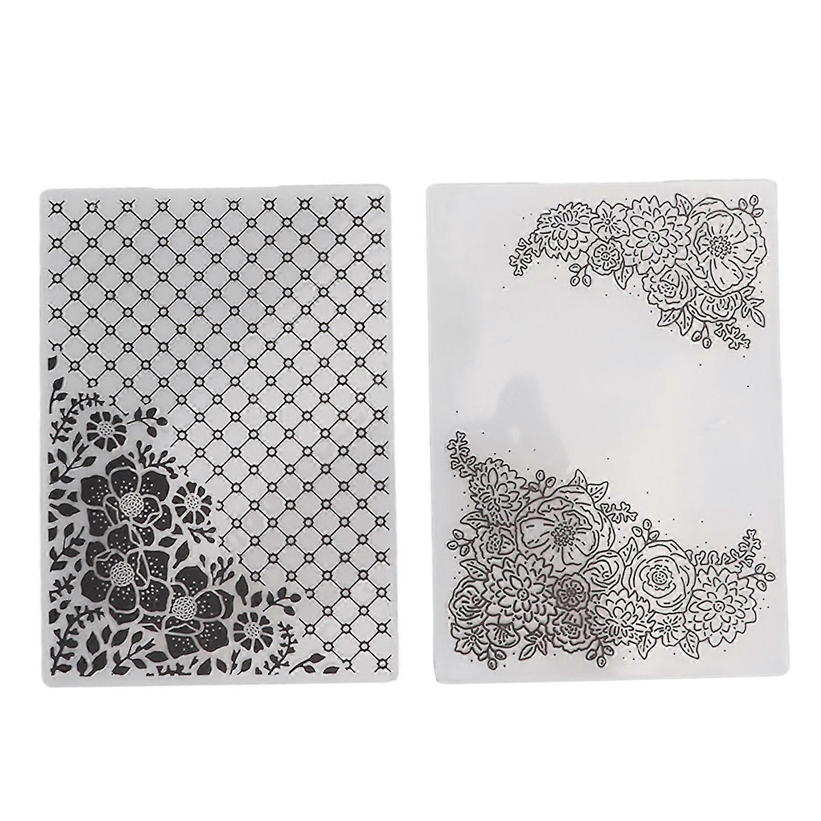 DIY Crafts - 2pcs Clear Plastic Embossing Folder Template Molds for Invitations, Envelopes, and Cards