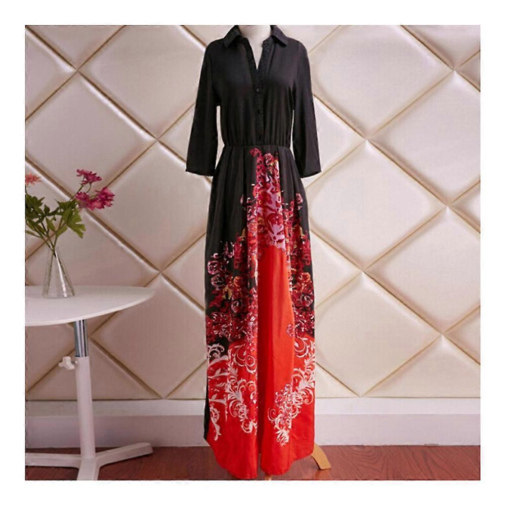 Impression Vintage Robe Mi Longue V Col