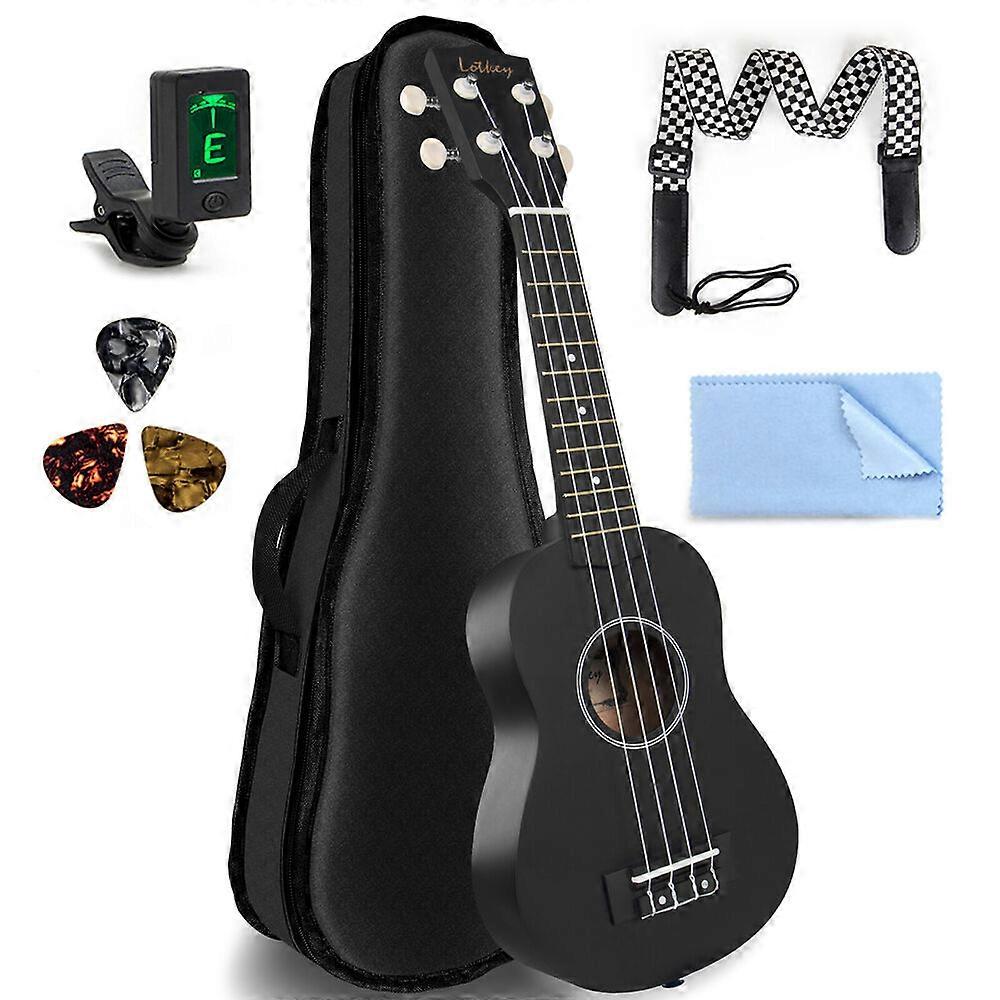 Soprano Ukulele 21 Inch Ukelele for Beginners Rainbow String Kit White