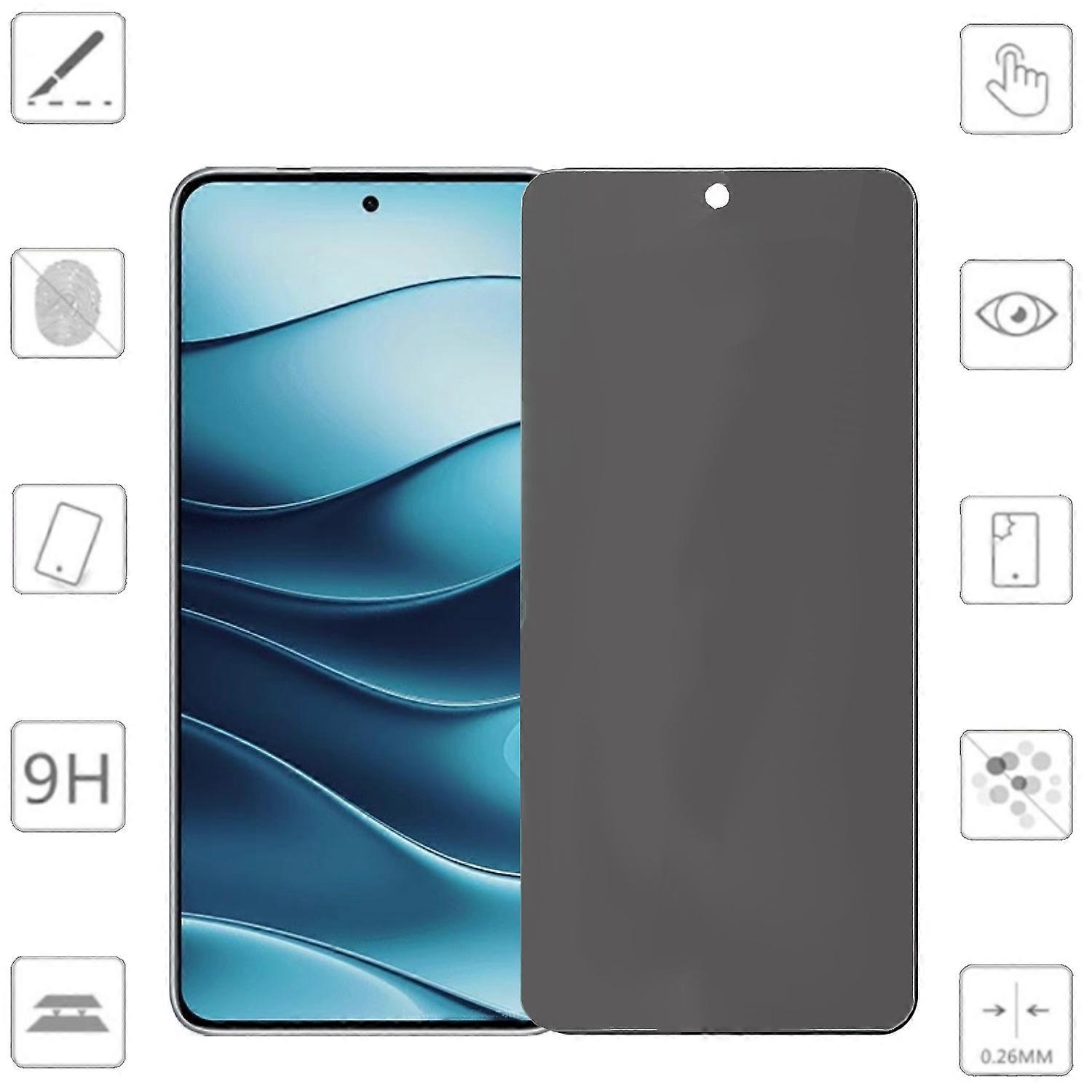 For Xiaomi Redmi Note 14 5G 2x 2.5D 0.26mm Privacy Protection H9 Tempered Glass