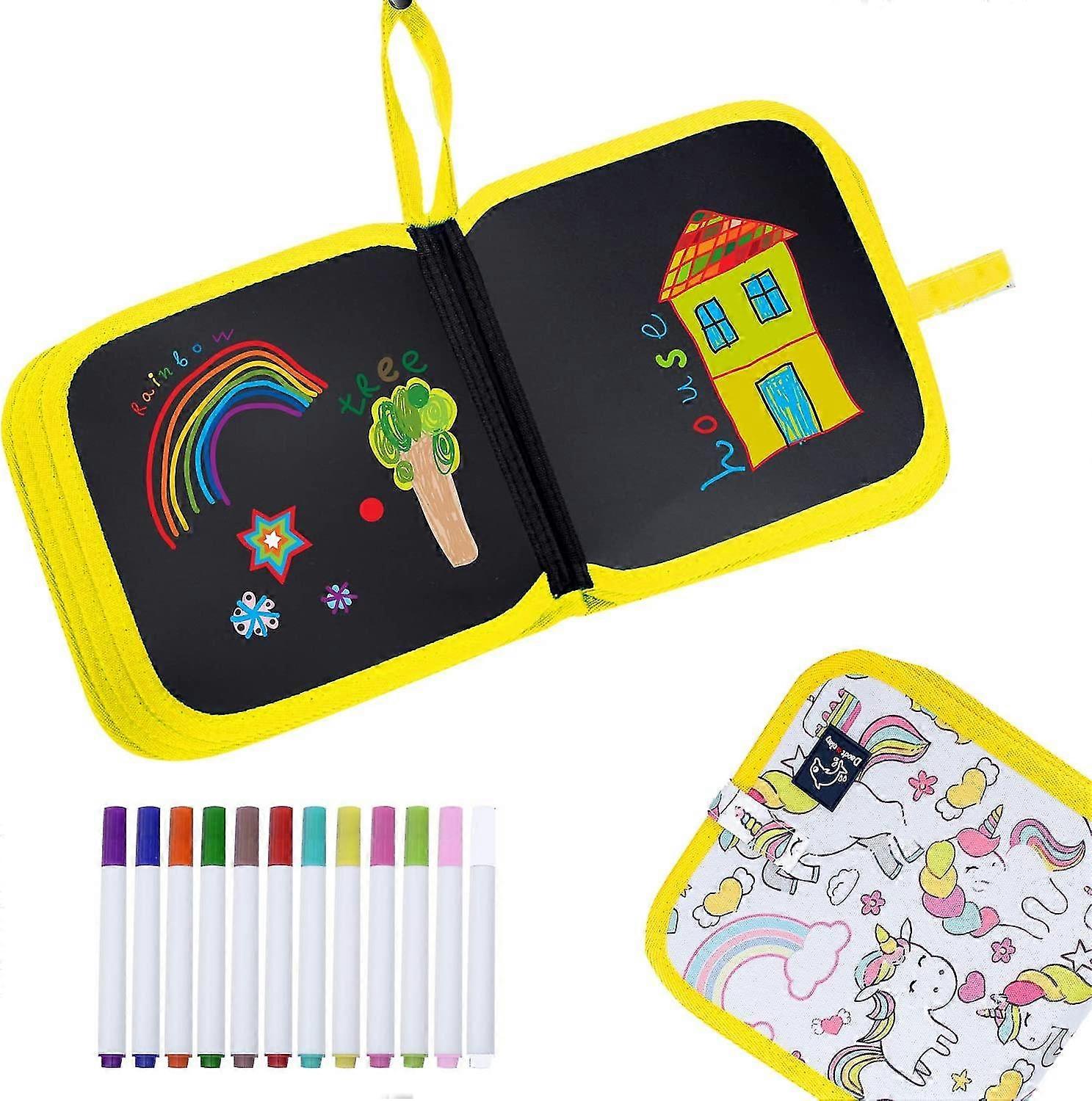 Erasable Drawing Board, Reusable Doodle Board With 12 Colored Erasable Pens, Double-sided Drawing Pad, Portable Drawing Book Sketchpad For Toddles Kid
