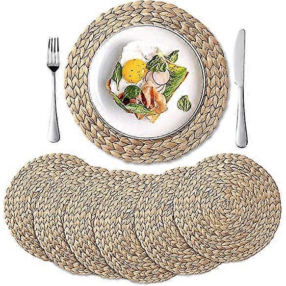 6er-Pack runde Tischsets, geflochtene Strohtischsets für Esstisch