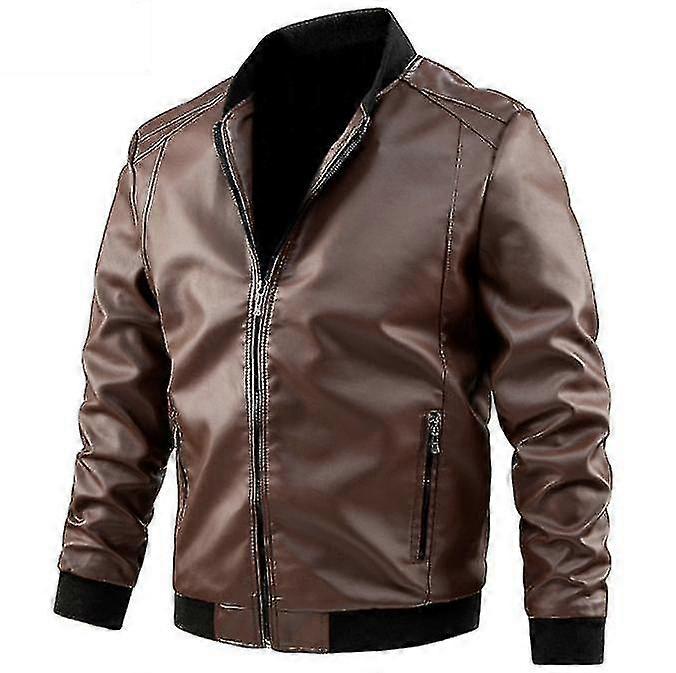 Herren Leder Biker Jacke Herbst Casual Lederjacke