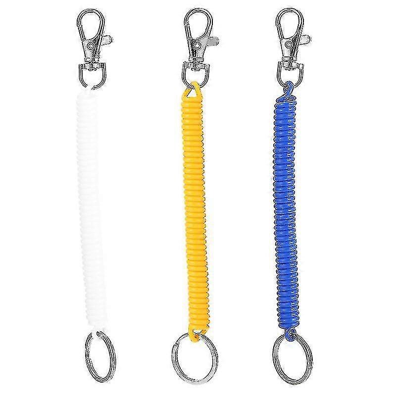 3pcs Retractable Spring Coil Key Chain Anti-lost Stretch Cord Safety Key Ring