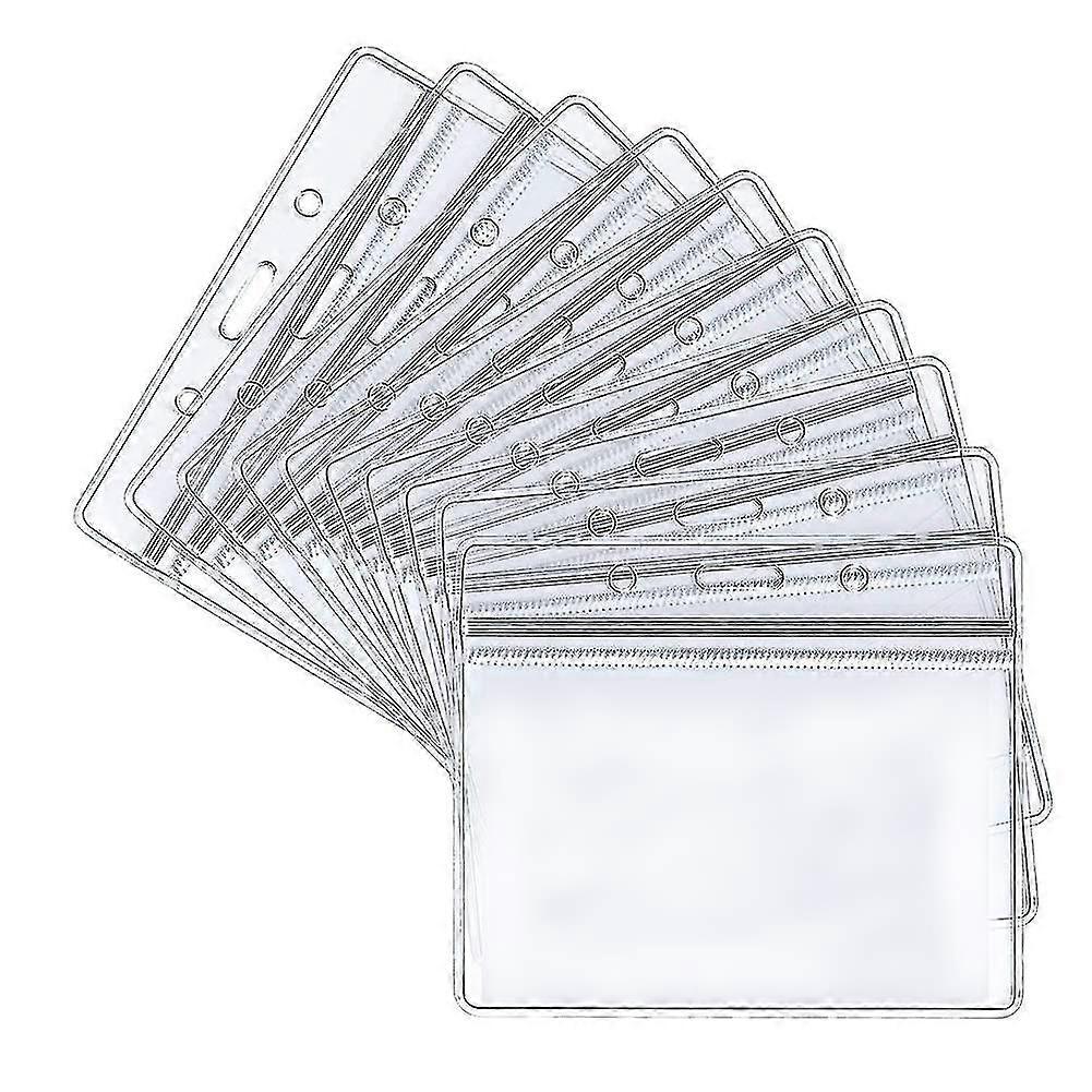 50pcs Plastic Card Holder, Transparent Clear Horizontal Waterproof Name Tag Badge Id Card Holder
