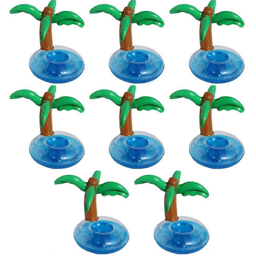 8Pack Inflatable Floating Drinking Holders, Drink Floats Inflatable Cup Coasters for Pool Party-coconut tree coaster