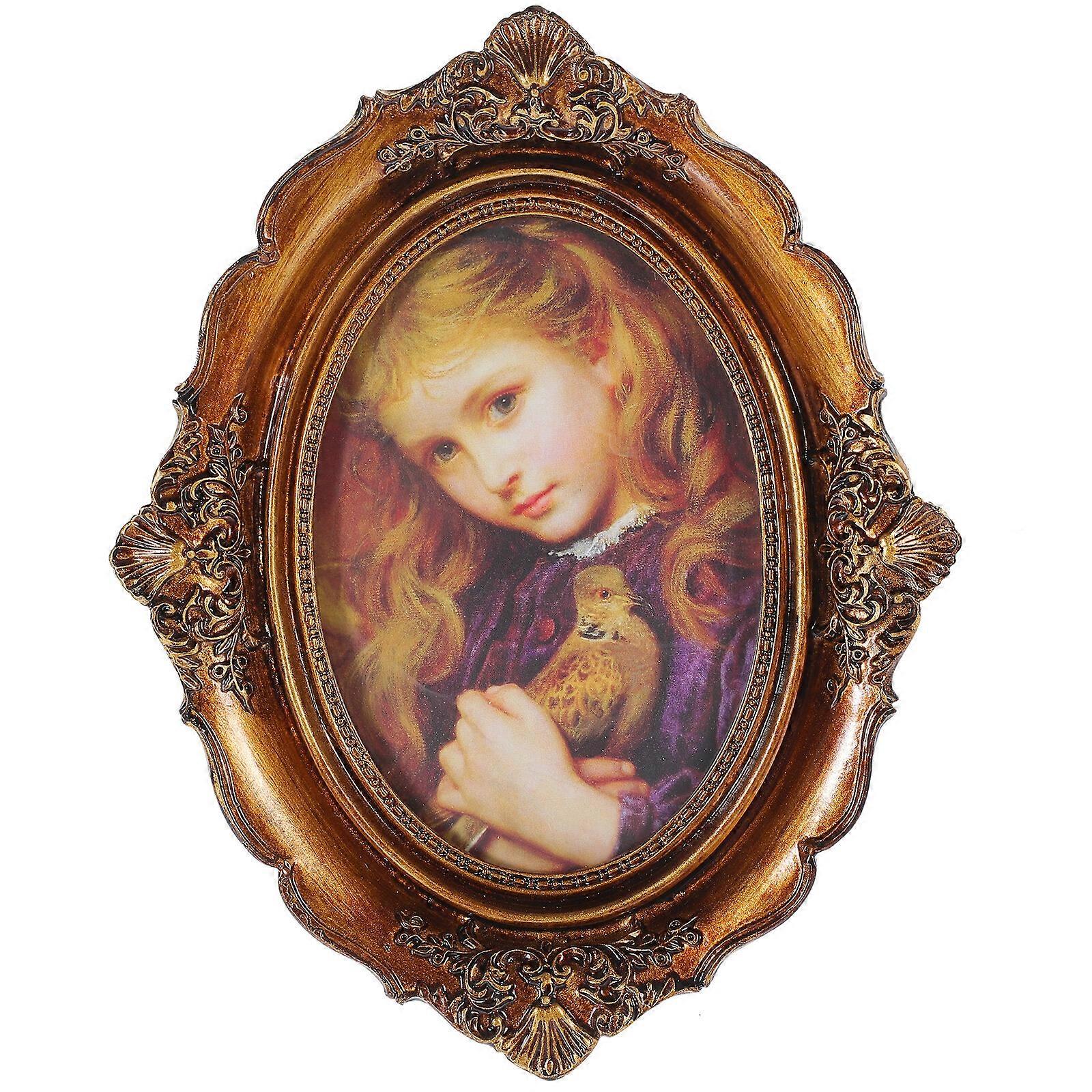 Embossed Picture Frame Vintage Photo Holder Picture Display Frame Oval Photo Frame