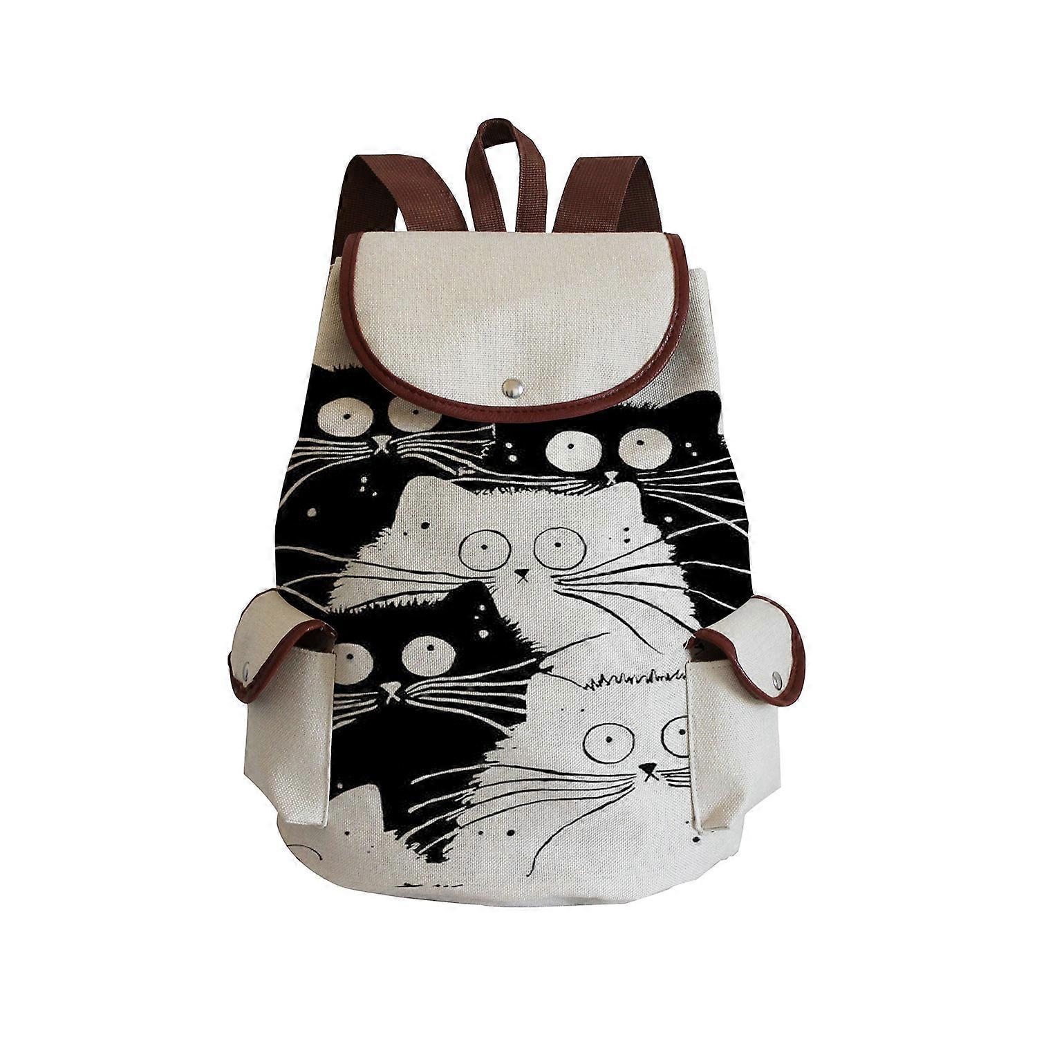 Large Space Cat Printed With Double Pocket Backpack