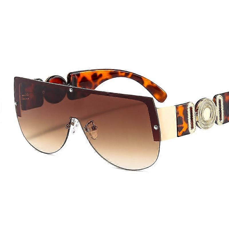 2021 nya modesköld solglasögon kvinnor män grön leopard lyx gradienter lins metallram oval märke designer glasögon UV400