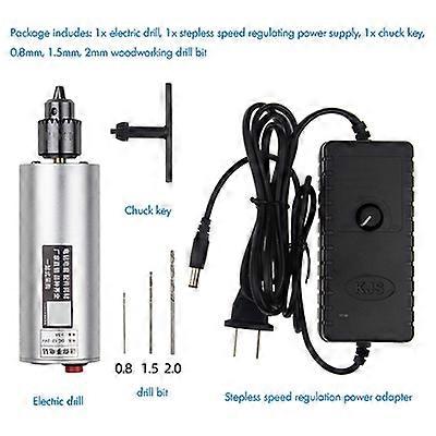 Mini Hand Drill Grinder 0.3-4mm Electric Drill Engraver Pen with Variable Speed Power Supply, 3 Drill Bits, Self-Lock Switch