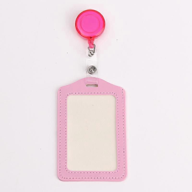 s 1 Piece PU Leather ID Card Holder With Retractable Badge Holder Clip Nurse Worker Students Name Card Holder Lanyard