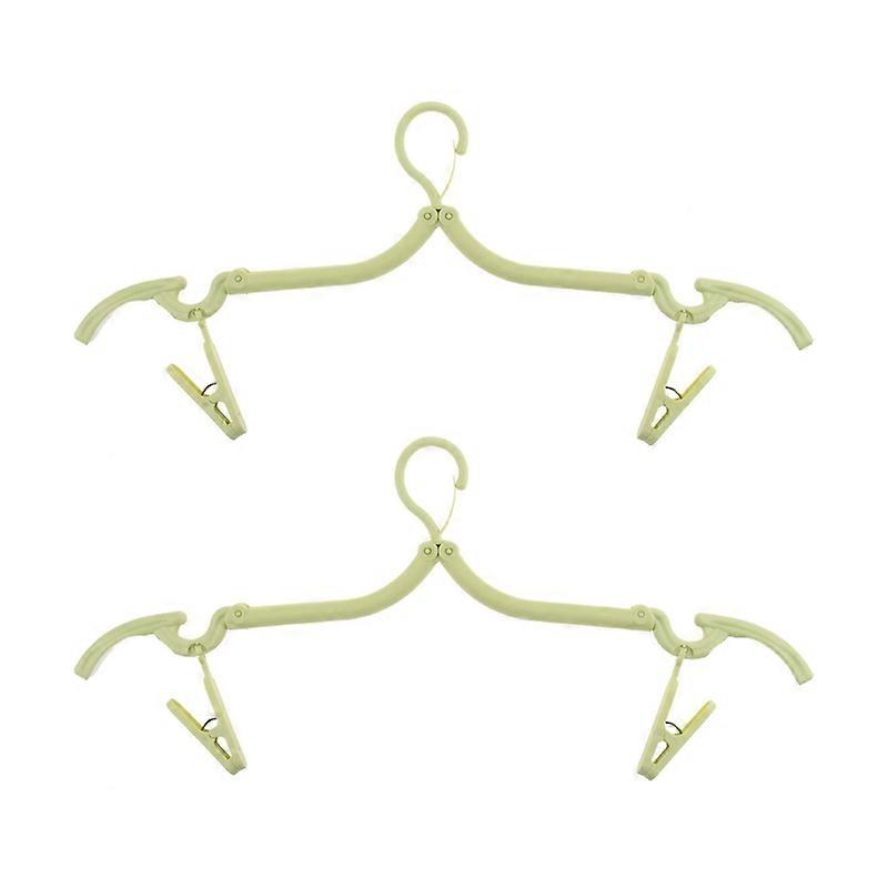 2Pcs Clothes Hangers Foldable with 2 Detachable Clips PP Outdoor Cloth Drying Rack for Corridor