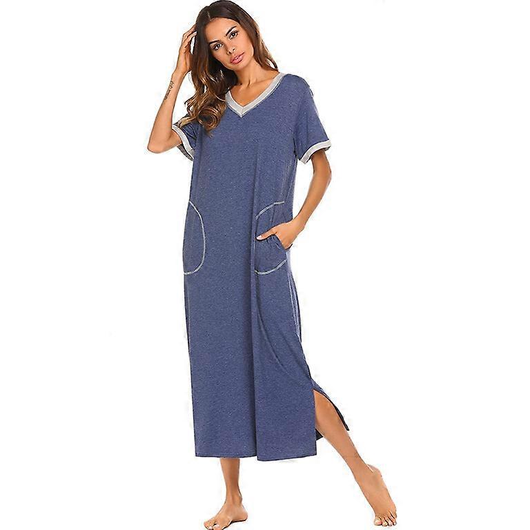 Women's Loungewear Long Nightgown Sleepwear with Pocket