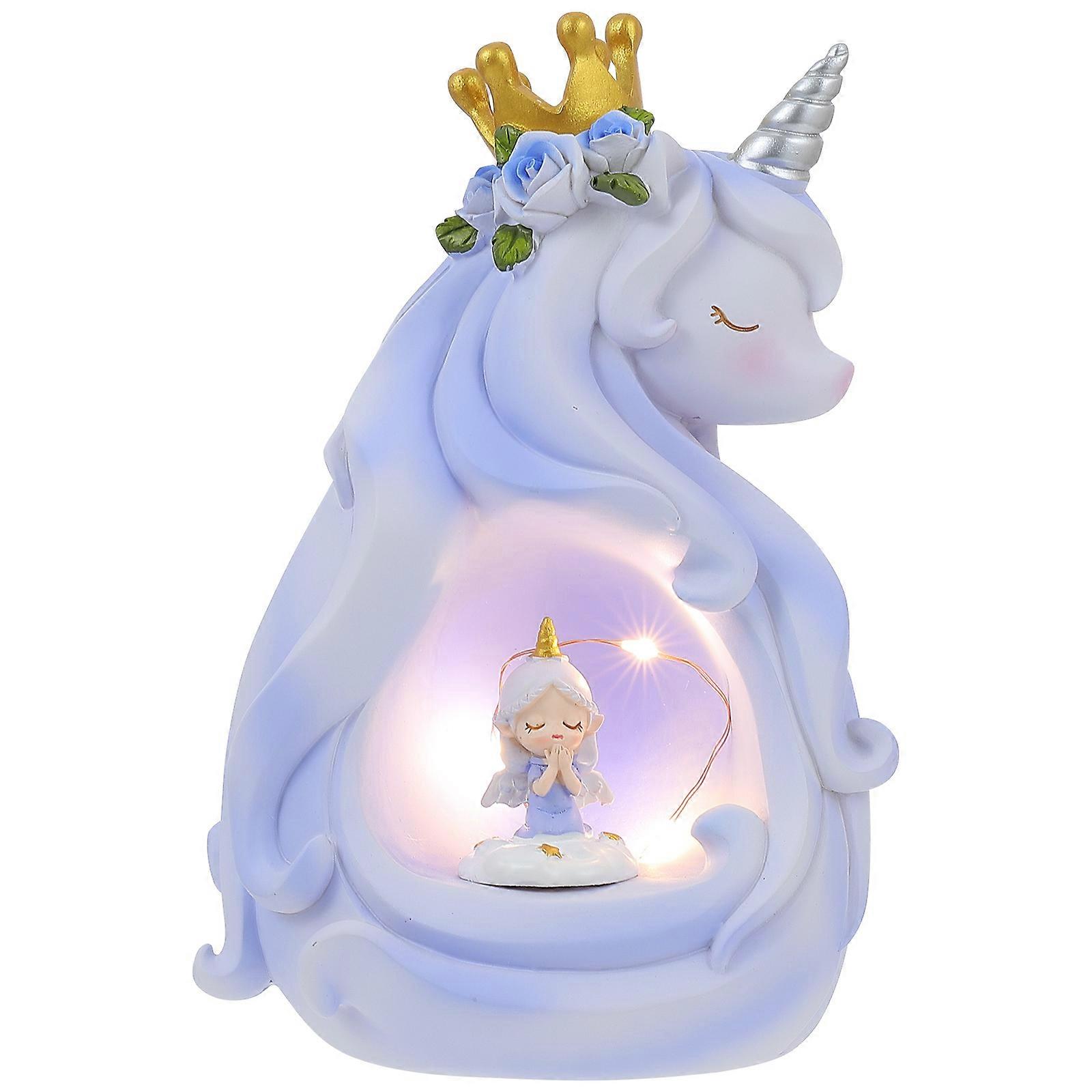1pc Lovely Unicorn Table Lamp Resin Crafted Light Adornments Decorative Lamp
