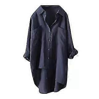 بلوزات نسائية، قميص فضفاض فضفاض من الكتان