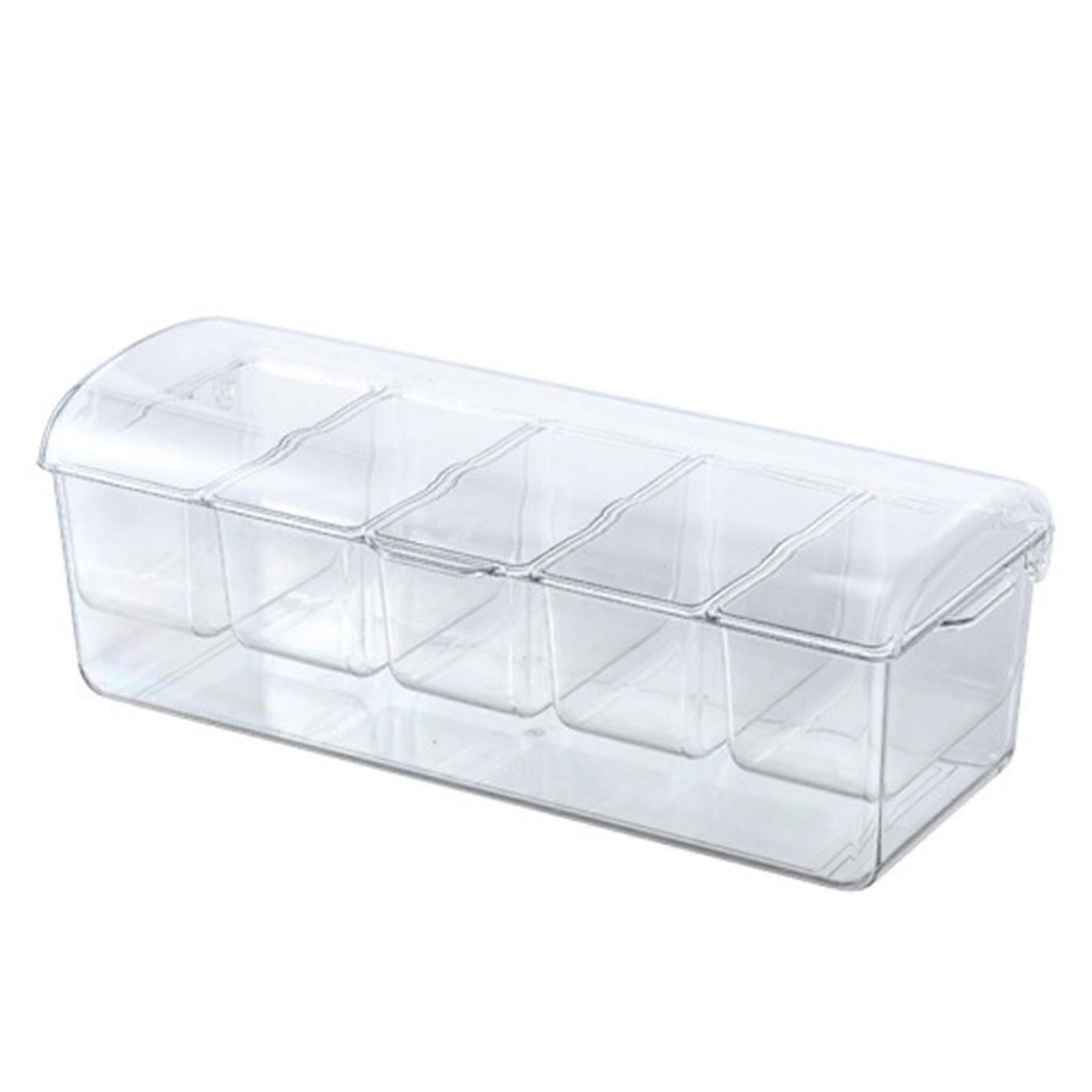 Fridge Ice Box with Lid Transparent Detachable 5 Compartments Salad Fruit Vegetable Storage Container Picnic Spice Case Ice Chilled Caddy Jikaix