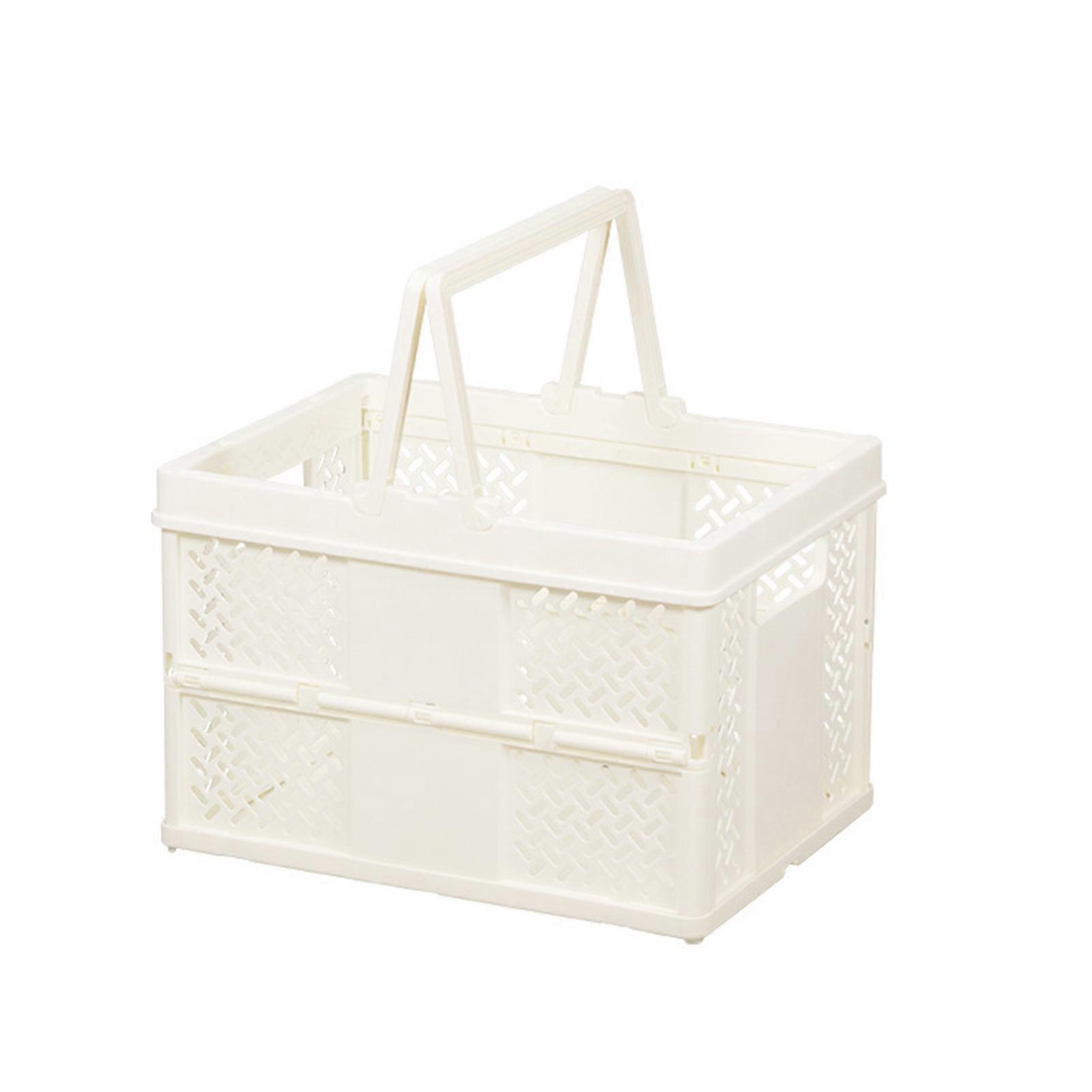 Storage Basket Folding Large Capacity with Handle Wear-resistant Food Book Snack Desktop Organizer for Home