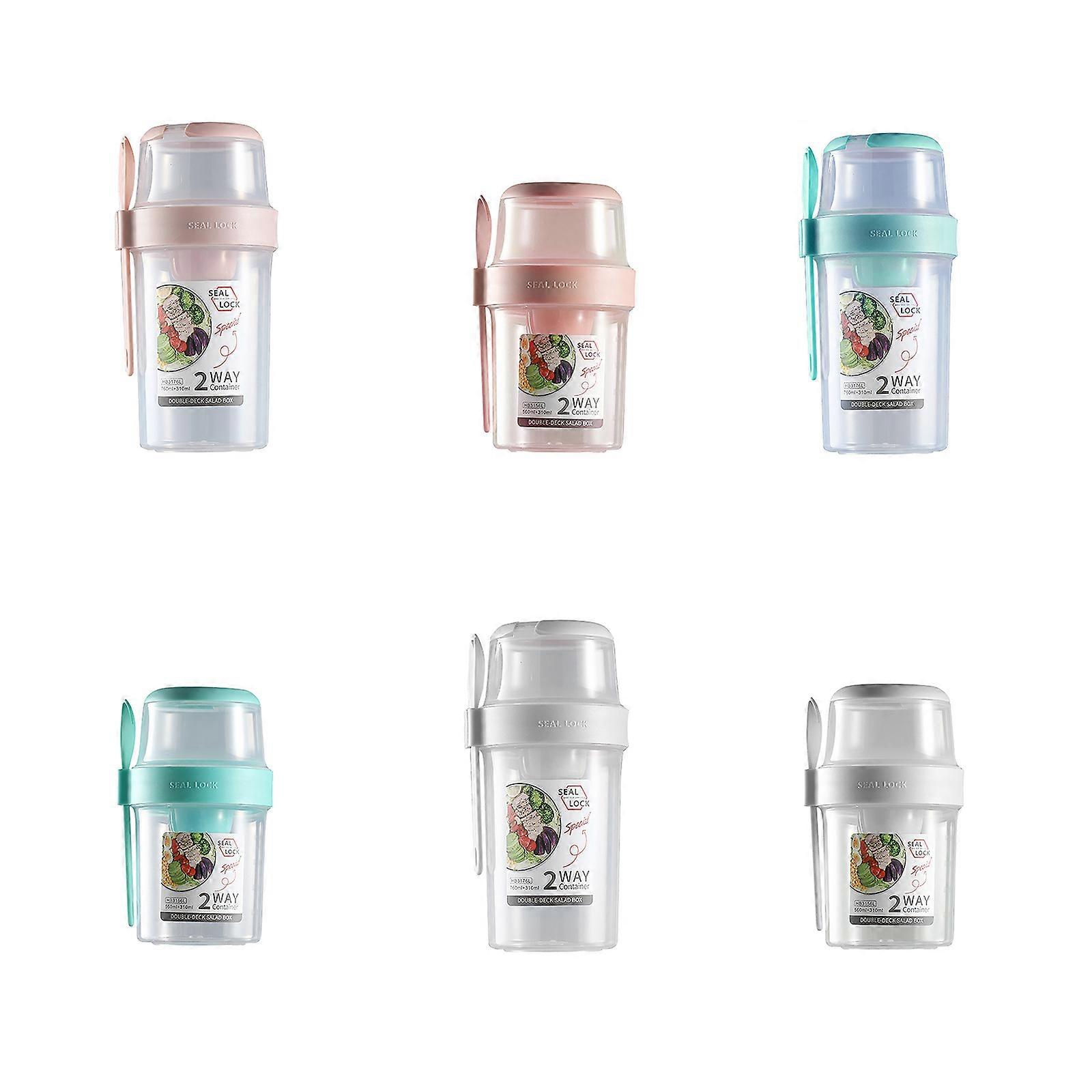 2 Layer Salad to Go Cup Fruits Dressing Cereal Salad Meal Shaker Cup Portable