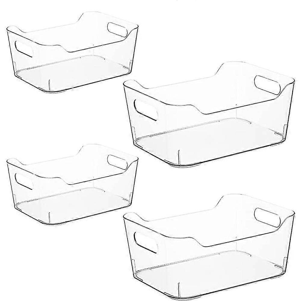 Set Of Fridge Organisers - 4 Clear Storage Organiser Drawers Containers Boxes For Kitchen Fridge Pa