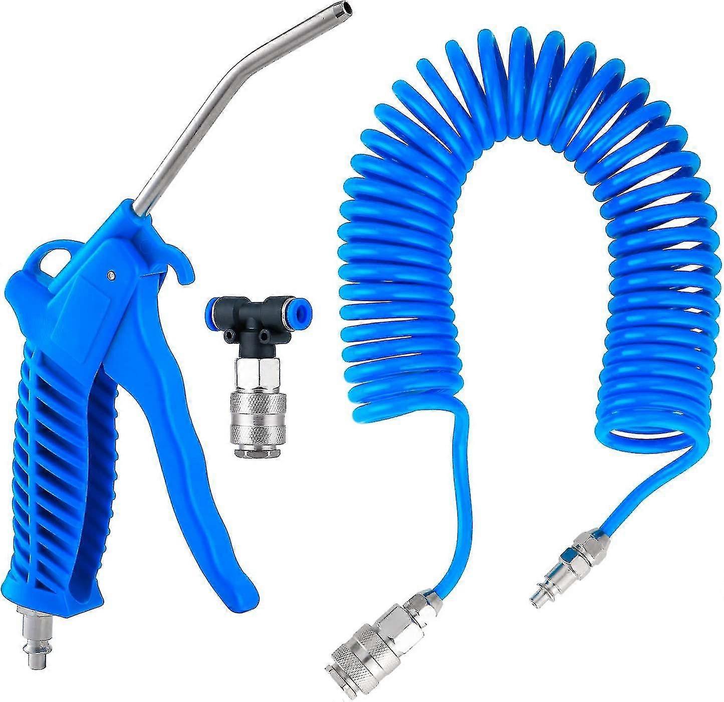 Blow Gun Truck Air With 5 Meter Spiral Hose Truck Air Gun Cleaning Kit With T-connector(4*6mm),blue