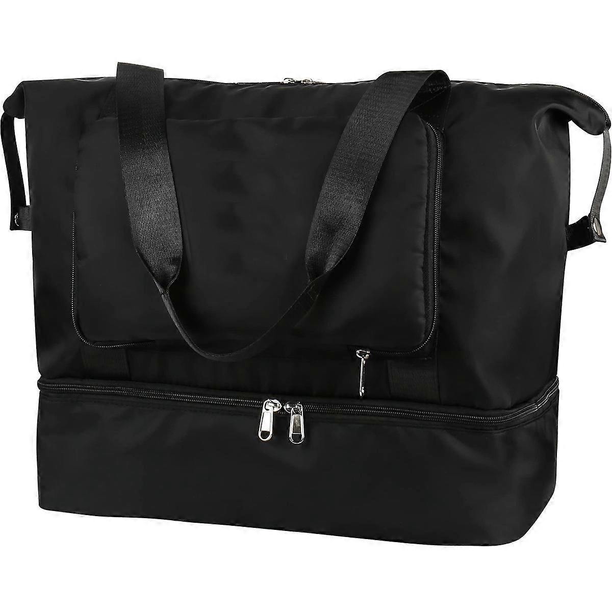 折りたたみ式トラベルバッグ、36L大容量ウィークエンダーバッグ、防水、独立した靴コンパートメントとウェット&ドライコンパートメント付きのトラベルバッグ