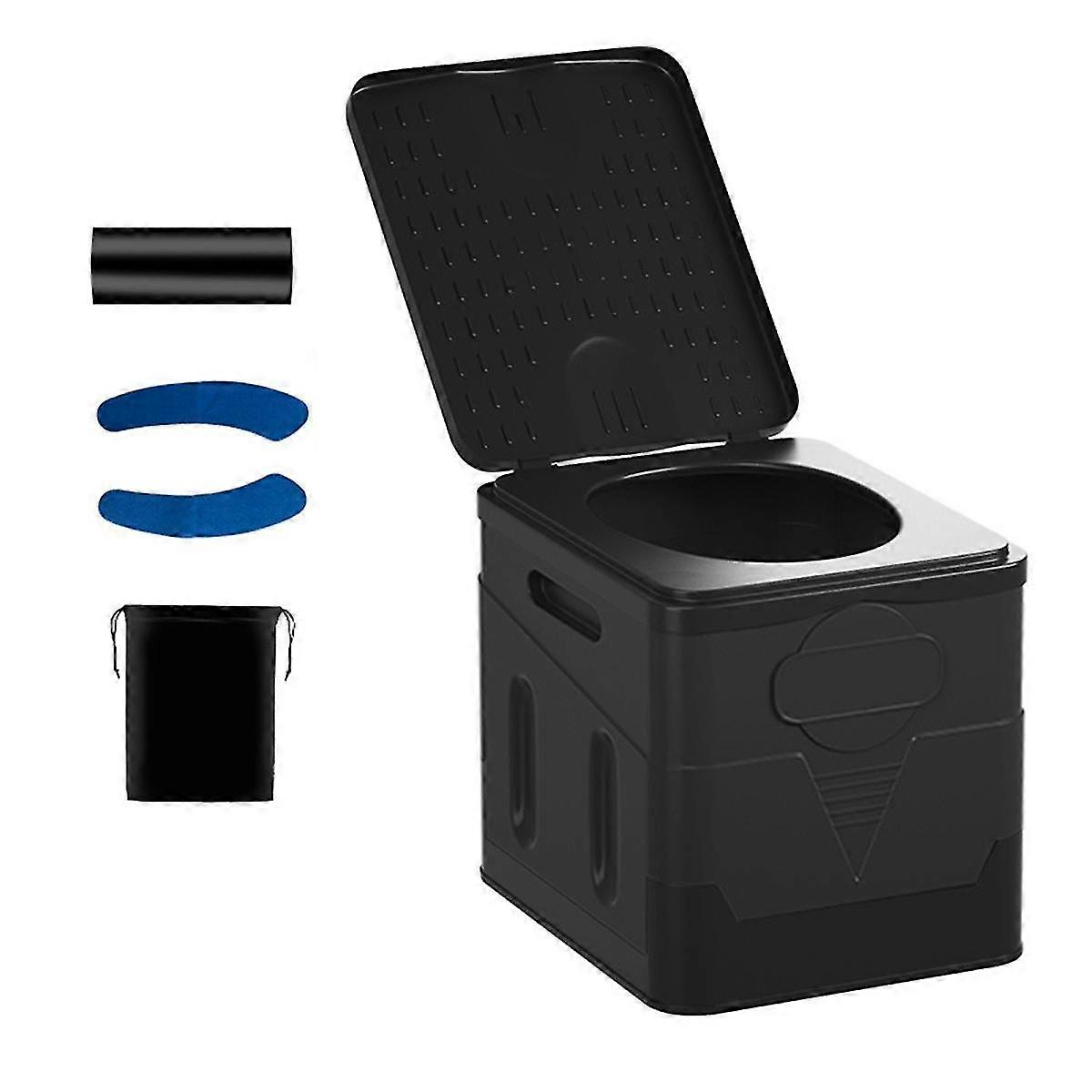 Kamp Seyahati İçin Taşınabilir Katlanır Tuvalet Katlanır Araba Acil Tuvalet Yetişkinler İçin Yeniden Kullanılabilir Tuvalet Çocuklar-siyah