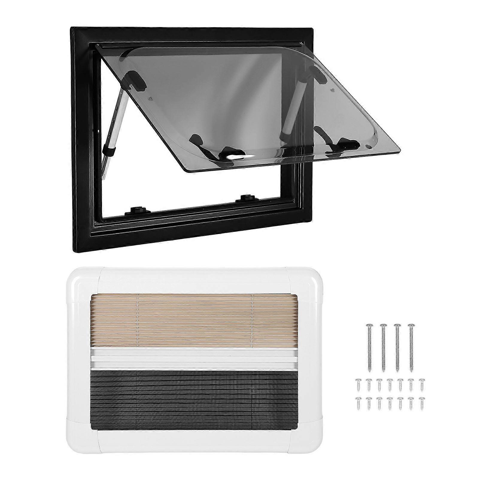 20x14inch RV Push Out Window Double Layer External Push Vent Hatch With Sunshade Curtain for Campers Construction Vehicles