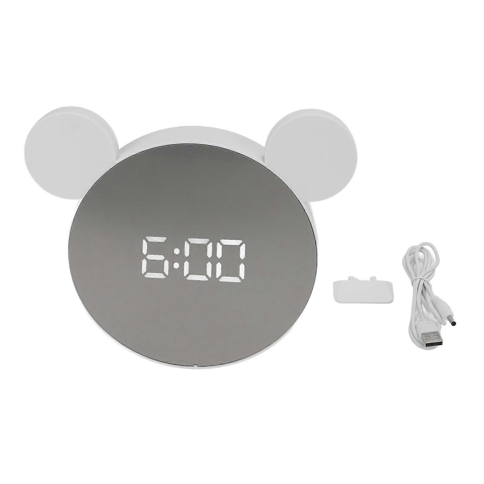 Digital Alarm Clock Mirror with Ear Adjust Brightness Backlight LED Clock Digital with Time Date Temperature Display White Light