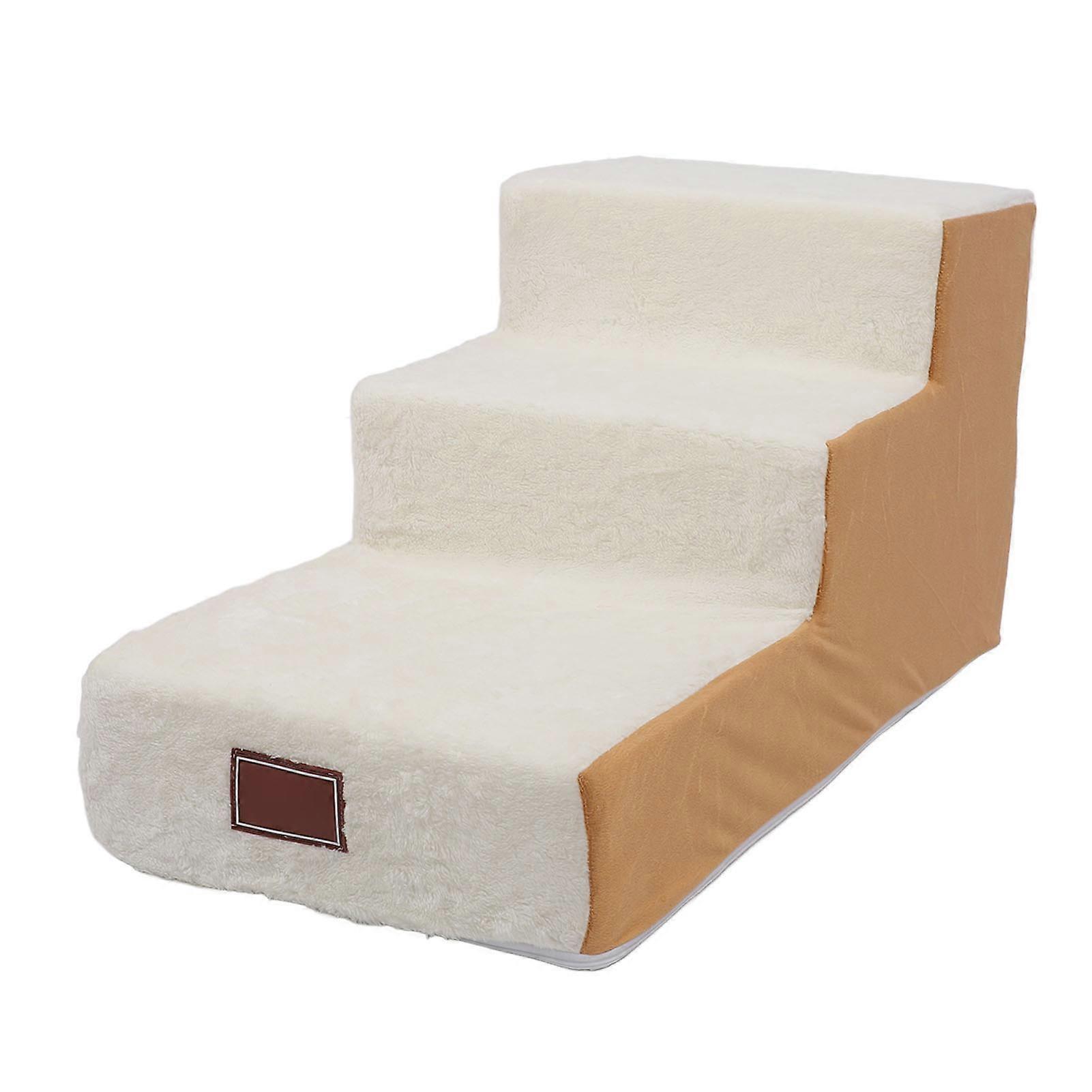 Dog Stairs Soft Enhanced Comfort Stable Structure Stylish Look Versatile 3 Steps Pet Puppy Stairs for Small Dogs Cats Coffee (Cover and Liner)