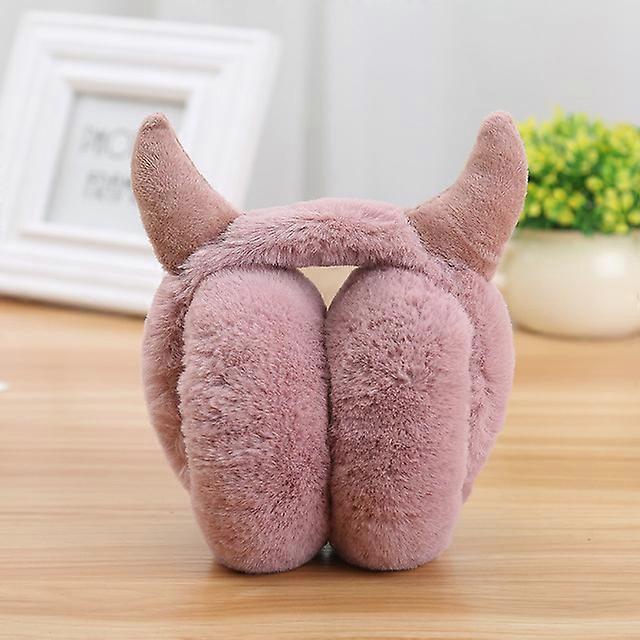 Devil Horn Earmuffs Halloween Men Women Fashion Lovely Pure Color Foldable Autumn Winter Warm High Quality Soft Plush Earmuffs