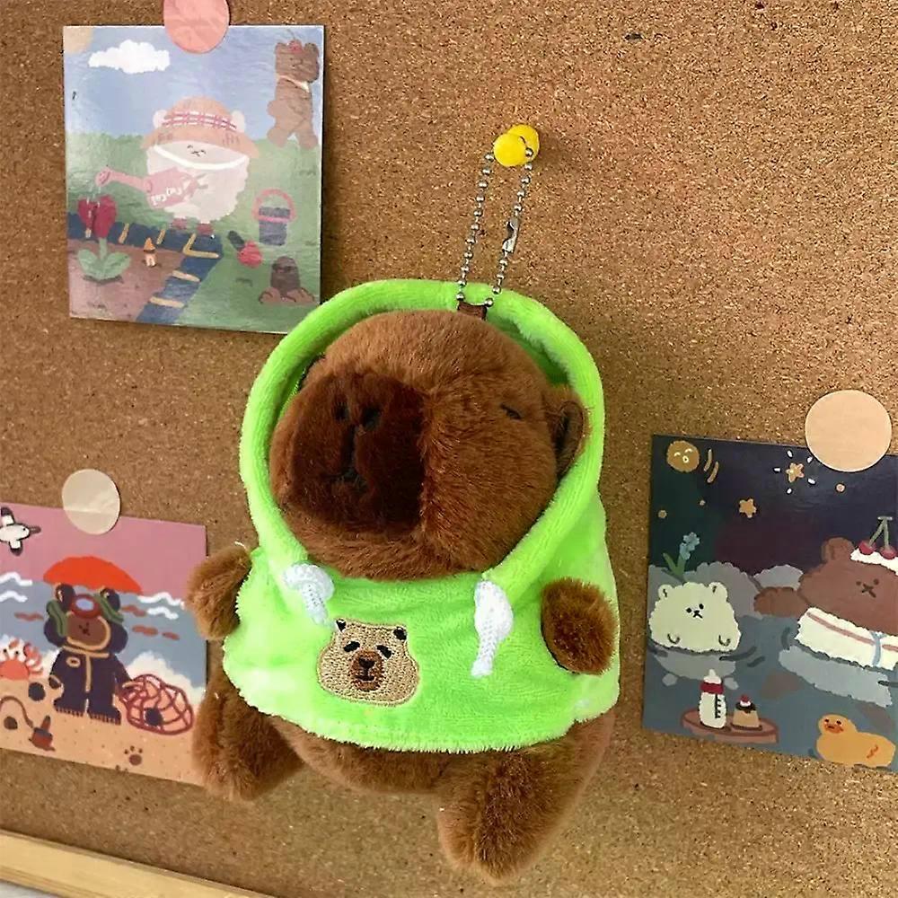 Present Fluffy Capybara nyckelring Plysch hoodie Capybara hänge Söt tecknad Capybara docka