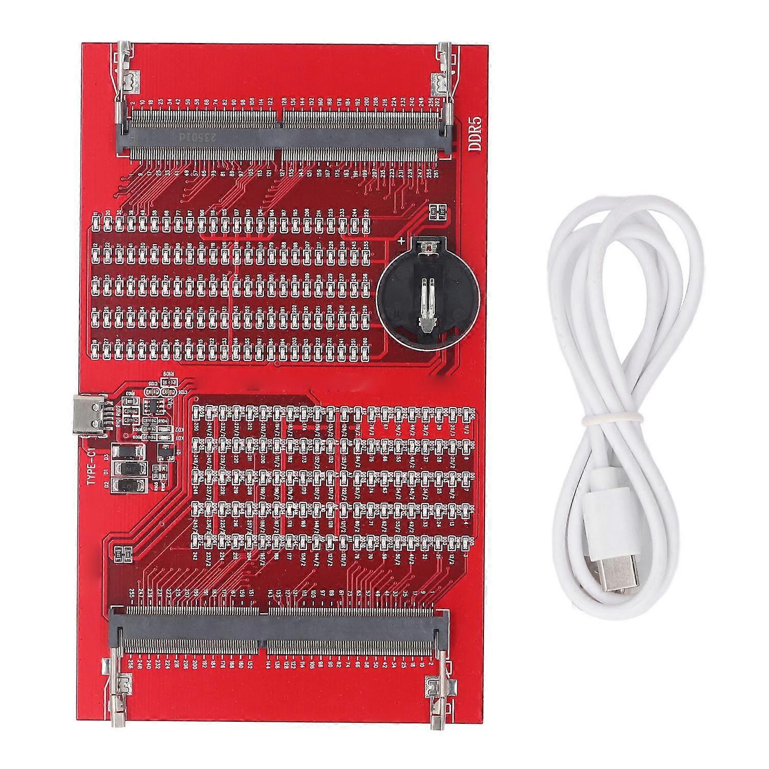 RAM Memory Tester Card DDR4 DDR5 2 in 1 Slot Diagnostic Analyzer for Laptop with LED Light Red 