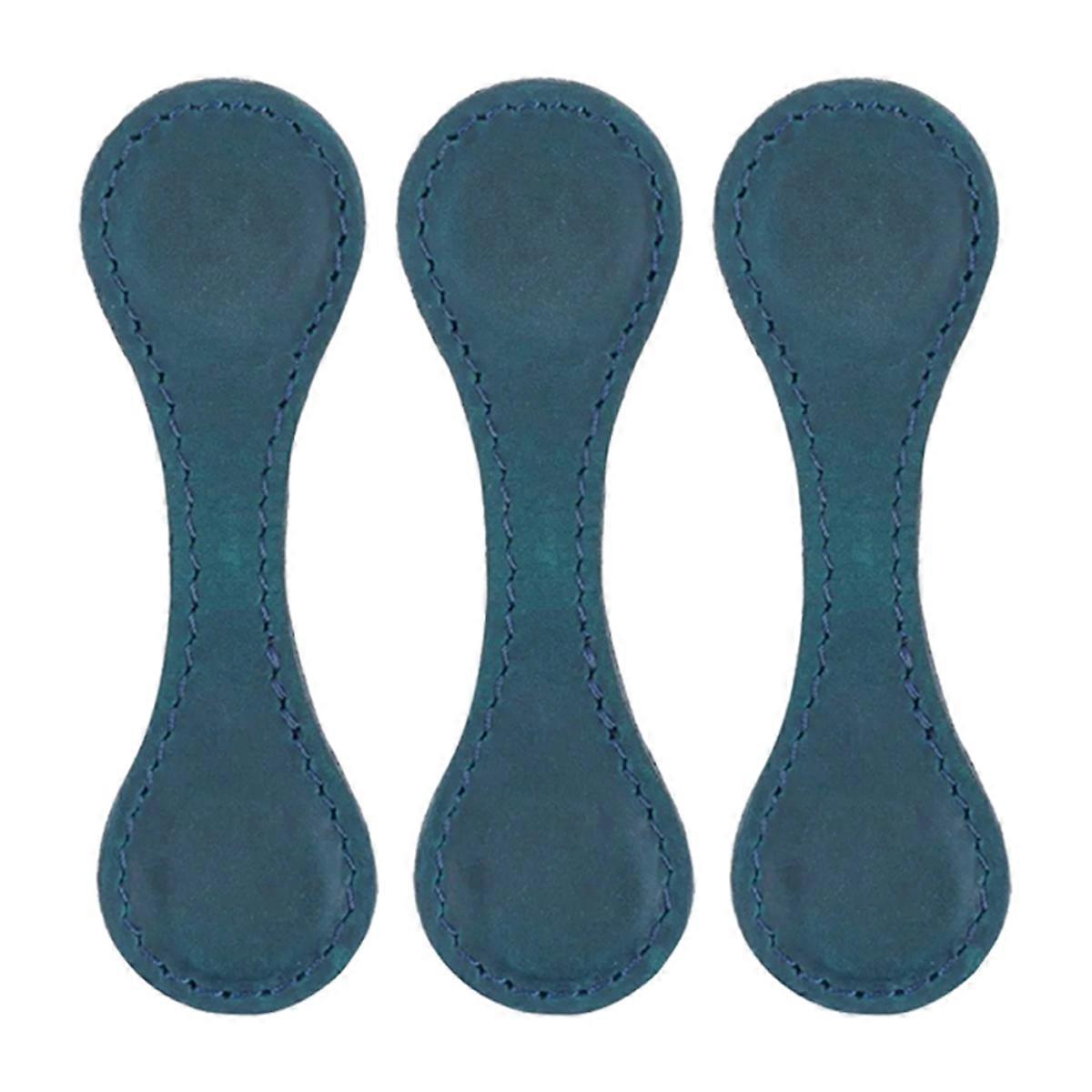 Leather Magnetic Bookmark, Leather Bookmark, Magnet Bookmarks, Handmade, 3Pcs Blue