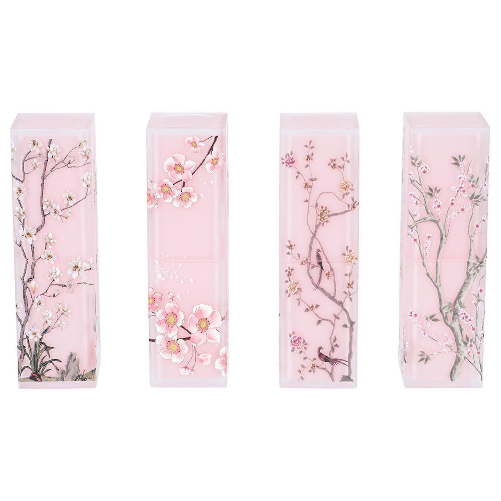 4pcs Chinese Style Lipstick Tubes Elegant Empty Lipstick Storage Containers
