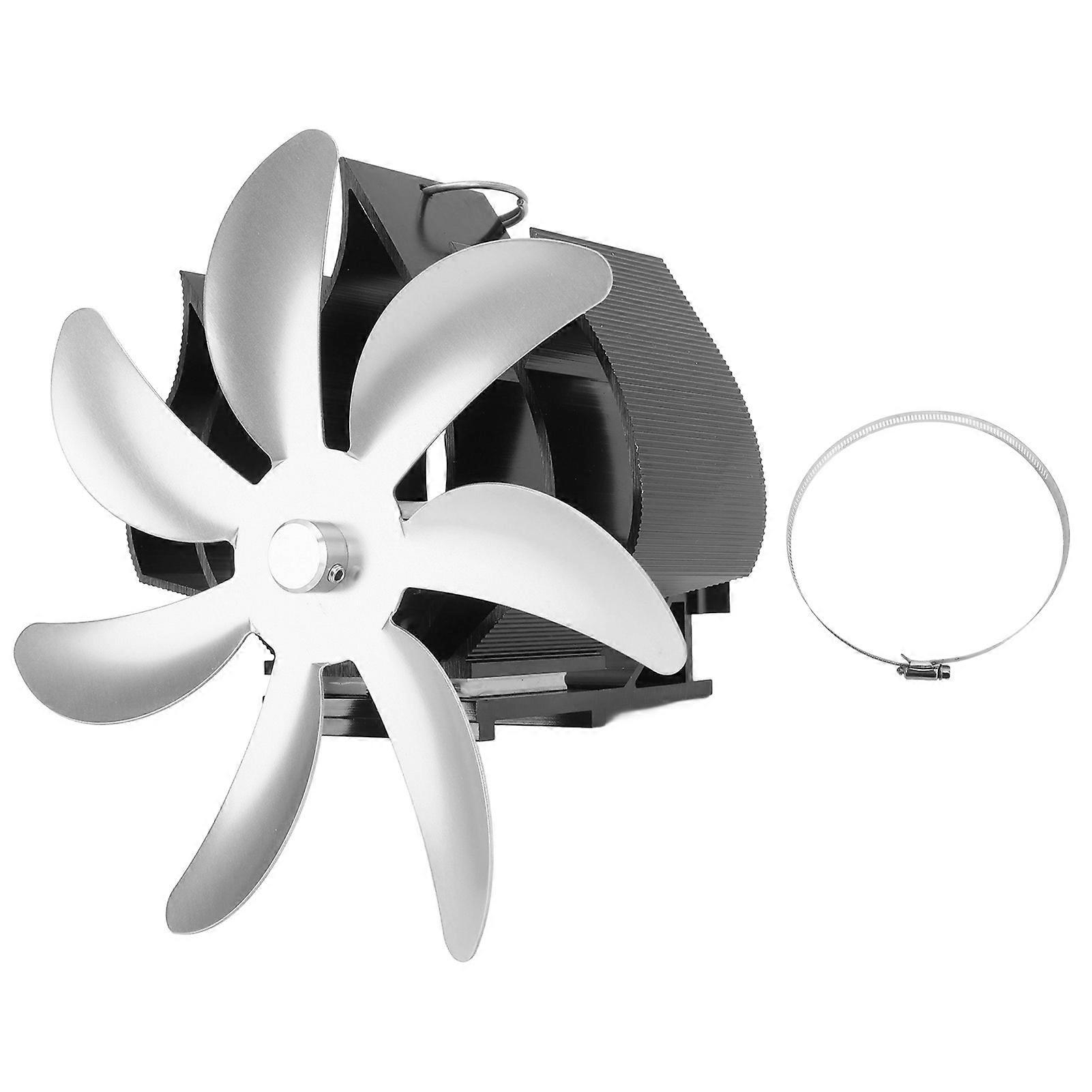 Wood 7 Blade Aluminum Alloy Low Noise Wall Hanging Heat Powered Fan with Fixing Loop for Home Log Burning Stove Camping