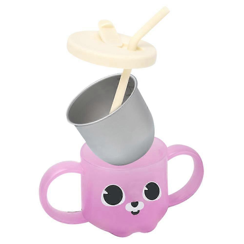 Scale Design Stainless Steel Toddler Cup Temperature-sensing Kids Milk Mug with Lid and Straw (BPA-F