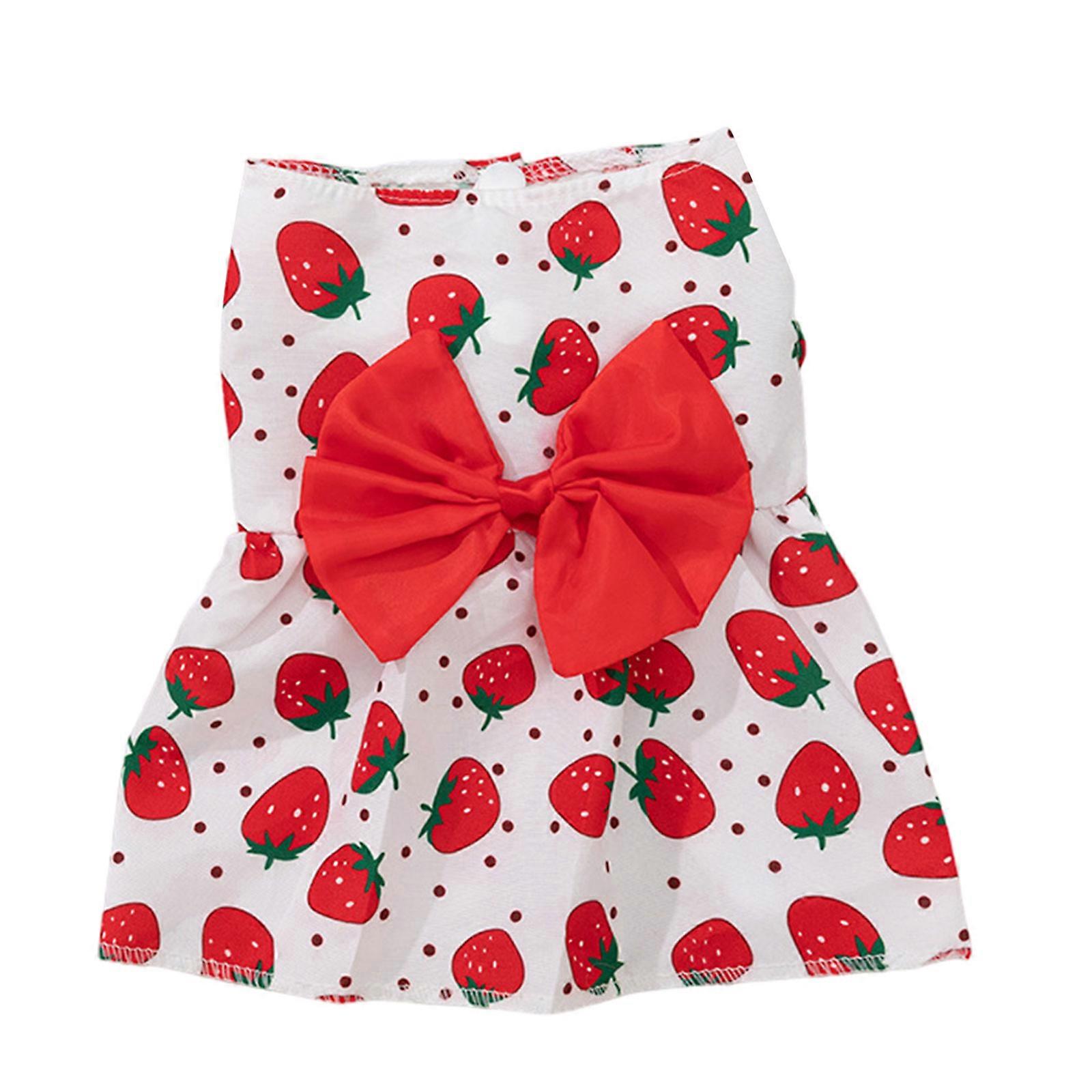 Flower Print Skirt for Small Dogs Sweet Cats Dog Dress Spring Summer Small Dog Bowknot Decors Flower Print Dog Skirt 3 S