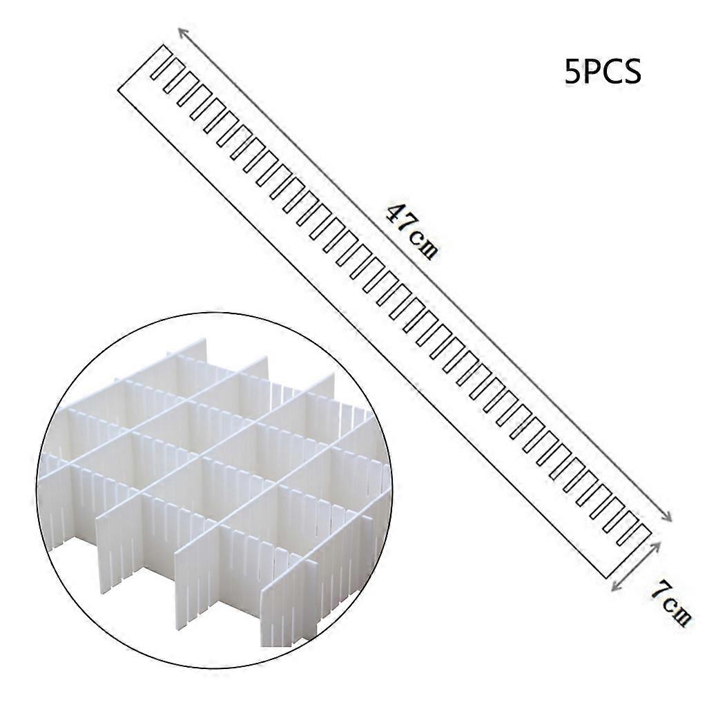 5 Pieces/Set Plastic Drawer Dividers Useful Spacer Sub-Grid Finishing Shelves for Storage Clothes Clutter Utensils Tools White
